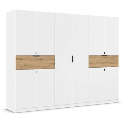 Rauch Ticao Kleiderschrank - 10 Türen, 2 Schubladen, Alpinweiß/Eiche Artisan Rauch Ticao Kleiderschrank - 10 Türen, 2 Schubladen, Alpinweiß/Eiche Artisan