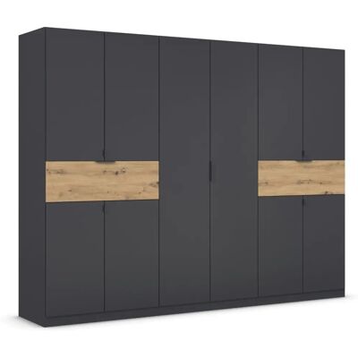 RAUCH Ticao Kleiderschrank - 10 Türen, 2 Schubladen, Grau Metallic/Eiche Artisan RAUCH Ticao Kleiderschrank - 10 Türen, 2 Schubladen, Grau Metallic/Eiche Artisan