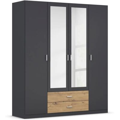 RAUCH Kleiderschrank Gamma mit Spiegel - 181x210x54cm, Grau & Eiche RAUCH Kleiderschrank Gamma mit Spiegel - 181x210x54cm, Grau & Eiche