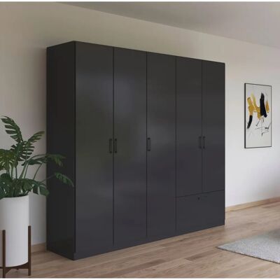 Rauch Bari Kleiderschrank - 5-Tür, Grau metallic, Verstellbare Regale Rauch Bari Kleiderschrank - 5-Tür, Grau metallic, Verstellbare Regale