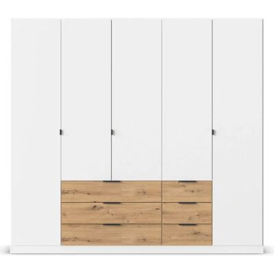 RAUCH Davoa Kleiderschrank - 5-türig, Weiß / Eiche Artisan, Verstellbare Scharniere RAUCH Davoa Kleiderschrank - 5-türig, Weiß / Eiche Artisan, Verstellbare Scharniere