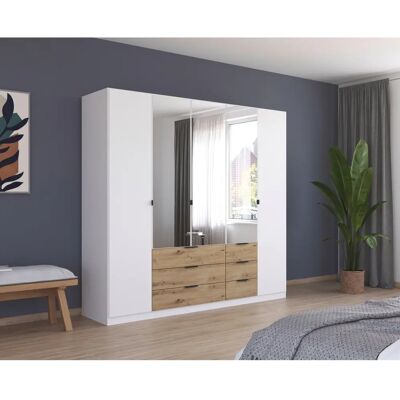 RAUCH Davoa Kleiderschrank - 5-türig, 226x54x230cm, Weiß & Eiche RAUCH Davoa Kleiderschrank - 5-türig, 226x54x230cm, Weiß & Eiche