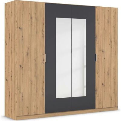 Rauch Monza Kleiderschrank - 4 Türen, verstellbare Einlegeböden, Spiegeltüren Rauch Monza Kleiderschrank - 4 Türen, verstellbare Einlegeböden, Spiegeltüren