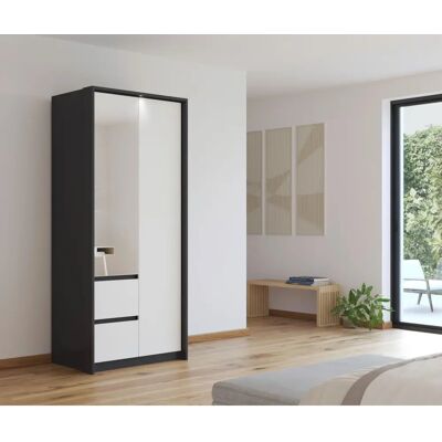 Rauch Mainz Kleiderschrank mit Spiegel - 96cm x 212cm - Grau Rauch Mainz Kleiderschrank mit Spiegel - 96cm x 212cm - Grau