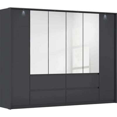 RAUCH Mainz Kleiderschrank mit Spiegel - 6 Türen - Grau Metallic RAUCH Mainz Kleiderschrank mit Spiegel - 6 Türen - Grau Metallic