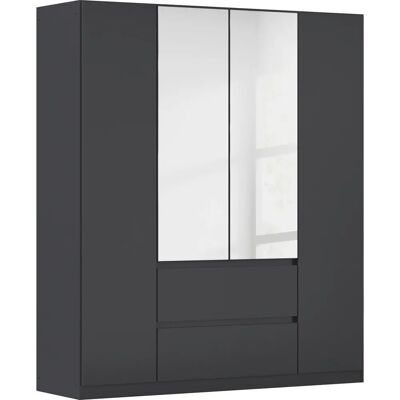 Rauch Mainz Kleiderschrank mit Spiegel - Grau Metallic, Verstellbare Böden Rauch Mainz Kleiderschrank mit Spiegel - Grau Metallic, Verstellbare Böden