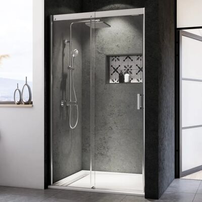 Breuer Schiebetür 120cm - Sicherheitsglas ESG - Chromeffekt - 2000mm H - Linksanschlag Breuer Schiebetür 120cm - Sicherheitsglas ESG - Chromeffekt - 2000mm H - Linksanschlag
