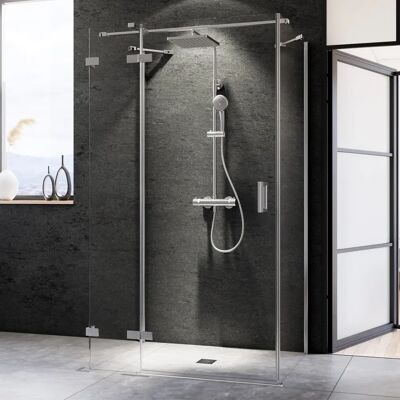 Breuer Chrom-Effekt Duschkabine mit Festteil - U-Form, Rechts Scharnier Breuer Chrom-Effekt Duschkabine mit Festteil - U-Form, Rechts Scharnier