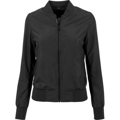 Build Your Brand Nylon Bomber Jacket - Large, Black, Unisex Build Your Brand Nylon Bomber Jacket - Large, Black, Unisex