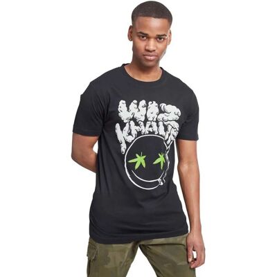 Mister Tee Wiz Khalifa Smokey Smiley Maglietta Nera Mister Tee Wiz Khalifa Smokey Smiley Maglietta Nera