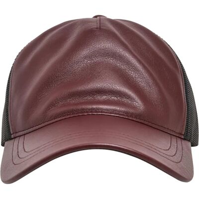 Flexfit Läder Trucker (6606LT) maroon/svart Flexfit Läder Trucker (6606LT) maroon/svart