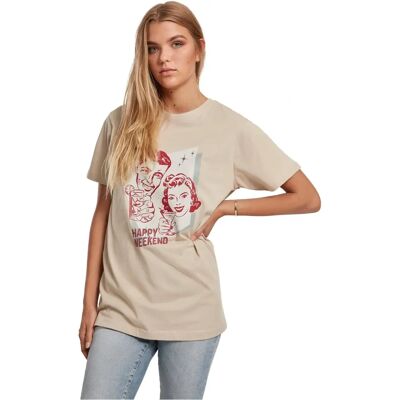 Mister Tee Ladies Happy Weekend T-Shirt - Casual, Soft Cotton, Retro Print Mister Tee Ladies Happy Weekend T-Shirt - Casual, Soft Cotton, Retro Print