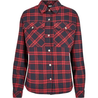Chemise Oversized Femme Urban Classics Bleu/Rouge XL - Chemise Chemise Oversized Femme Urban Classics Bleu/Rouge XL - Chemise