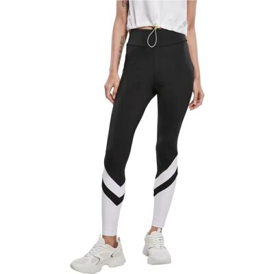 Urban Classics Damhöga Midja Leggings - Svart, Vit - Leggings Urban Classics Damhöga Midja Leggings - Svart, Vit - Leggings