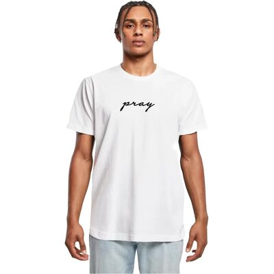 MISTERTEE Pray EMB T-Shirt Blanc Décontracté MISTERTEE Pray EMB T-Shirt Blanc Décontracté