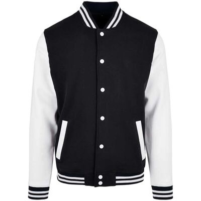 Build Your Brand Basic College Jacket (BB004) - svart/vit Build Your Brand Basic College Jacket (BB004) - svart/vit