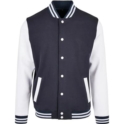 Build Your Brand Basic College Jacket (BB004) - marineblau/weiß Build Your Brand Basic College Jacket (BB004) - marineblau/weiß