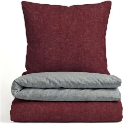 Biberna Wendebettwäsche Burgund Flanell - Bettwäsche Biberna Wendebettwäsche Burgund Flanell - Bettwäsche