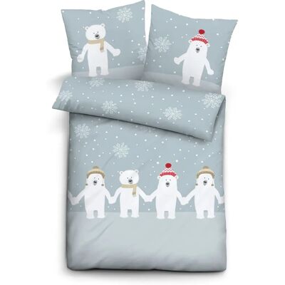 biberna Eddy Blau Winter Kinderbettwäsche - Bettwäsche biberna Eddy Blau Winter Kinderbettwäsche - Bettwäsche