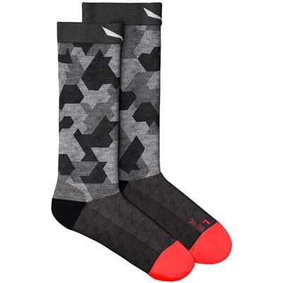 Salewa Pedroc Camo Alpine Merino Crew Sock - Negro - Calcetines Salewa Pedroc Camo Alpine Merino Crew Sock - Negro - Calcetines