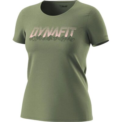 Dynafit Verde/Rosa Claro Camiseta de Algodón - Camiseta Deportiva Dynafit Verde/Rosa Claro Camiseta de Algodón - Camiseta Deportiva