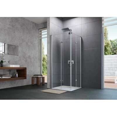 HÜPPE Zilveren Opvouwbare Douchedeur - 120cm Breed, Anti-plaquevlakglas HÜPPE Zilveren Opvouwbare Douchedeur - 120cm Breed, Anti-plaquevlakglas