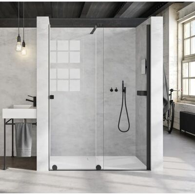 HÜPPE Schwarze Xtensa Walk-In Duschabtrennung - Bad HÜPPE Schwarze Xtensa Walk-In Duschabtrennung - Bad
