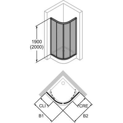 Hüppe Alpha 2 Gerahmte Viertelkreis-Duschkabine - Duschkabine Hüppe Alpha 2 Gerahmte Viertelkreis-Duschkabine - Duschkabine