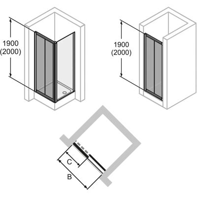 Hüppe Alpha 2 Glastür - 1200x2000mm, Silber Matt Hüppe Alpha 2 Glastür - 1200x2000mm, Silber Matt