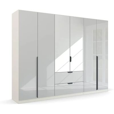 Rauch Quadra Spin Kleiderschrank - 6 Türen, Alpinweiß/Glas Kristallweiß, 210cm Rauch Quadra Spin Kleiderschrank - 6 Türen, Alpinweiß/Glas Kristallweiß, 210cm
