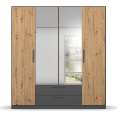 RAUCH StyleUp Kleiderschrank - 4-türig, Grau, Dark & Wood, 181x197x54 cm RAUCH StyleUp Kleiderschrank - 4-türig, Grau, Dark & Wood, 181x197x54 cm