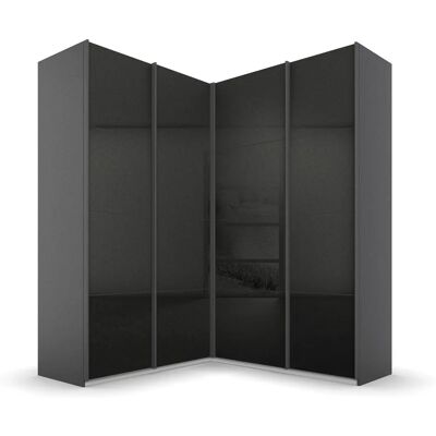 Rauch Quadra Kleiderschrank - 4-türig Hochglanz Grau Eckschrank Rauch Quadra Kleiderschrank - 4-türig Hochglanz Grau Eckschrank