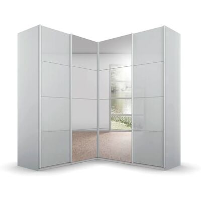 Schwebetürenschrank Quadra - Seidengrau/Glas Seidengrau - 4 Türen Schwebetürenschrank Quadra - Seidengrau/Glas Seidengrau - 4 Türen