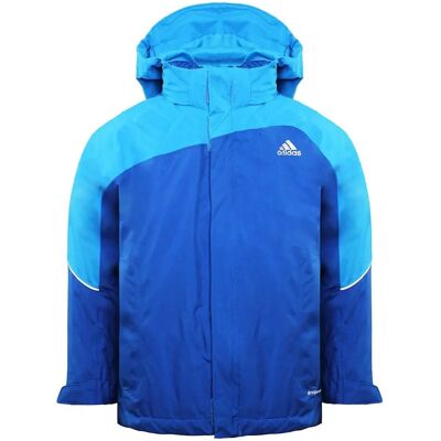 Adidas F87942 Blauwe Waterdichte Kids Jas - Waterdicht, Winddicht, Verstelbare Capuchon Adidas F87942 Blauwe Waterdichte Kids Jas - Waterdicht, Winddicht, Verstelbare Capuchon