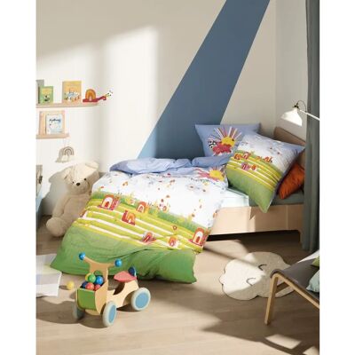 KAEPPEL Regenbogenrennschnecken - bunt - 100x135/40x60 cm - Kinders Bettwäsche-Set KAEPPEL Regenbogenrennschnecken - bunt - 100x135/40x60 cm - Kinders Bettwäsche-Set