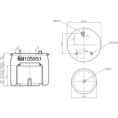 FEBI BILSTEIN 105951 Luftfjedring - Pneumatisk fjeder FEBI BILSTEIN 105951 Luftfjedring - Pneumatisk fjeder