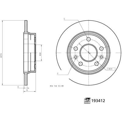 Febi Bilstein 193412 Takajarrulevyt - Järjestelmä jarruja Febi Bilstein 193412 Takajarrulevyt - Järjestelmä jarruja