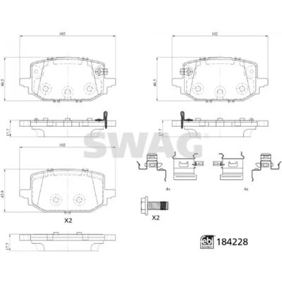 SWAG - 33 10 9318 - Indikátor opotřebení zadní nápravy - Sada brzdových destiček SWAG - 33 10 9318 - Indikátor opotřebení zadní nápravy - Sada brzdových destiček