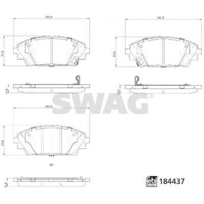 SWAG 33 10 9371 - Set plăcuțe de frână pentru Mazda CX-30 - Punte față cu indicator de uzură SWAG 33 10 9371 - Set plăcuțe de frână pentru Mazda CX-30 - Punte față cu indicator de uzură