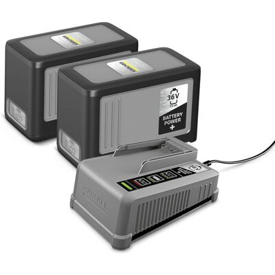 Kärcher Lithium-Ionen-Akku Starter-Set mit 2x36V / 7,5Ah & Schnellladegerät Kärcher Lithium-Ionen-Akku Starter-Set mit 2x36V / 7,5Ah & Schnellladegerät