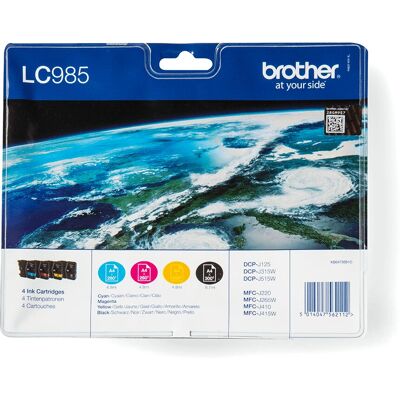 Brother LC985VALBP Mustekasettosarja - Musta, Syaani, Magenta, Keltainen - Mustekasettosarja Brother LC985VALBP Mustekasettosarja - Musta, Syaani, Magenta, Keltainen - Mustekasettosarja