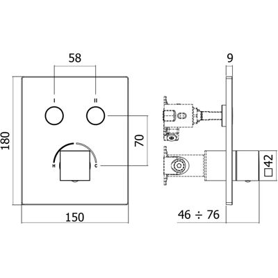 Kronenbach Smart Push Unterputz-Mischer - Eckig, 2 Verbraucher - Unsichtbarer Wasserhahn Kronenbach Smart Push Unterputz-Mischer - Eckig, 2 Verbraucher - Unsichtbarer Wasserhahn