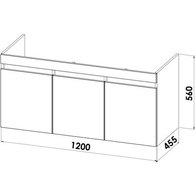 Megabad Lodge Waschtischunterschrank - 120cm - 3 Türen Megabad Lodge Waschtischunterschrank - 120cm - 3 Türen