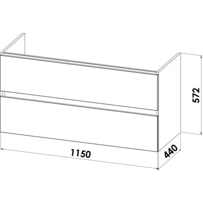 Megabad Lodge Waschtischunterschrank - 115cm, Grifflos, Soft-Close, 2 Auszüge - Waschtischmöbel Megabad Lodge Waschtischunterschrank - 115cm, Grifflos, Soft-Close, 2 Auszüge - Waschtischmöbel