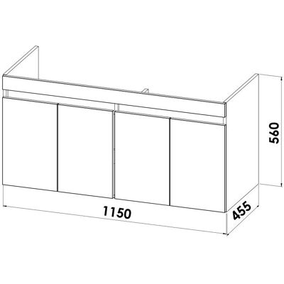 Megabad Profi Collection Lodge Doppel-Waschtischunterschrank 115 cm mit 2 Türen für Waschtisch Geberit iCon Megabad Profi Collection Lodge Doppel-Waschtischunterschrank 115 cm mit 2 Türen für Waschtisch Geberit iCon