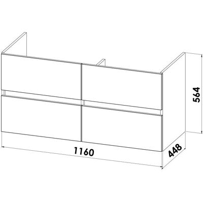Megabad Waschplatz-Unterschrank mit 4 Schubladen - Waschplatzmöbel Megabad Waschplatz-Unterschrank mit 4 Schubladen - Waschplatzmöbel