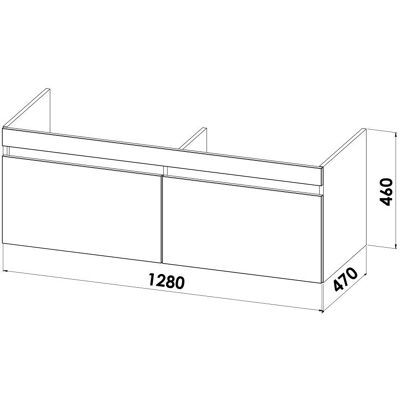 Megabad Profi Collection Doppel-Waschtischunterschrank 128 cm mit 2 Auszügen für Waschtisch Geberit Renova Megabad Profi Collection Doppel-Waschtischunterschrank 128 cm mit 2 Auszügen für Waschtisch Geberit Renova
