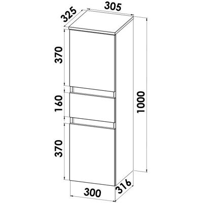 Megabad Seitenschrank mit 2 Türen, 1 Schublade - Seitenschrank Megabad Seitenschrank mit 2 Türen, 1 Schublade - Seitenschrank