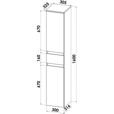 Megabad Profi Collection Lodge Seitenschrank - 160cm, 2 Türen, 1 Auszug Megabad Profi Collection Lodge Seitenschrank - 160cm, 2 Türen, 1 Auszug