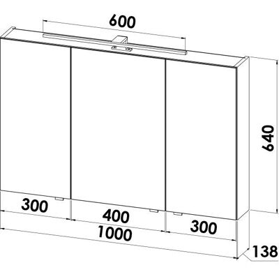 MEGABAD Profi Collection Spiegelschrank - Oberfläche, 3 Türen, 100 cm MEGABAD Profi Collection Spiegelschrank - Oberfläche, 3 Türen, 100 cm